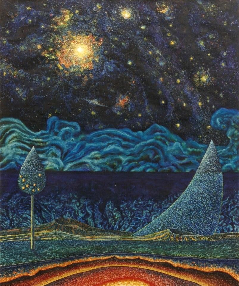 “El equilibrio del mundo”. Óscar Lorenzo, 1997. Óleo sobre lienzo. 116 x 100 cms.