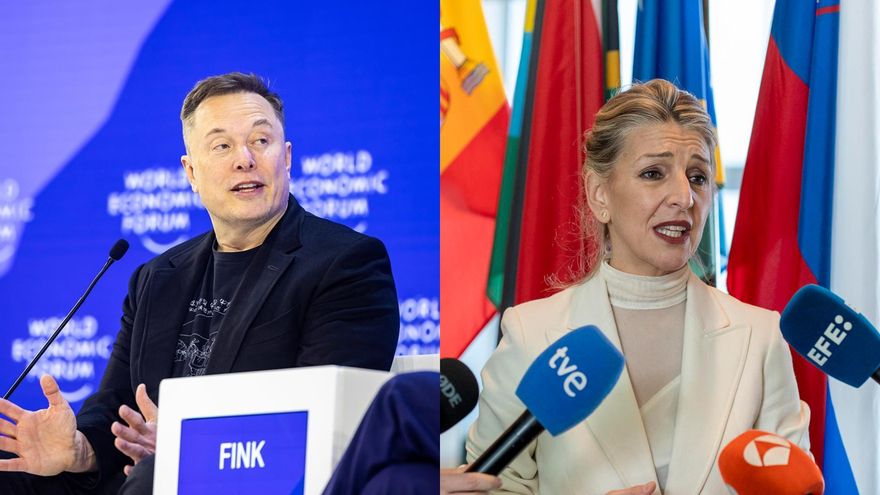 Elon Musk y Yolanda Díaz, en un montaje.