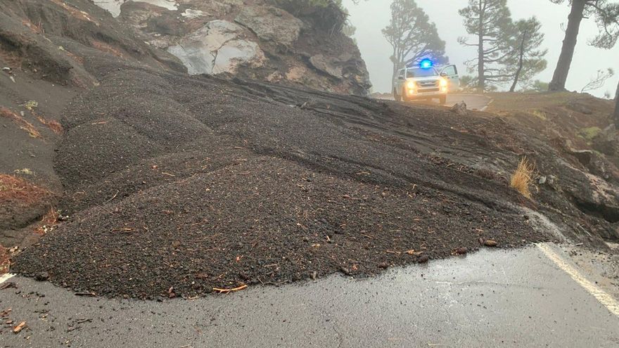 Corrimiento de tierras causado por las lluvias de la borrasca Therese en El Hierro.