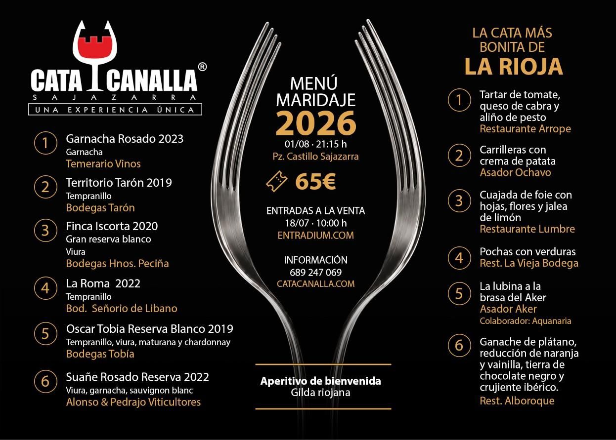Menú maridaje de la Cata Canalla 2026