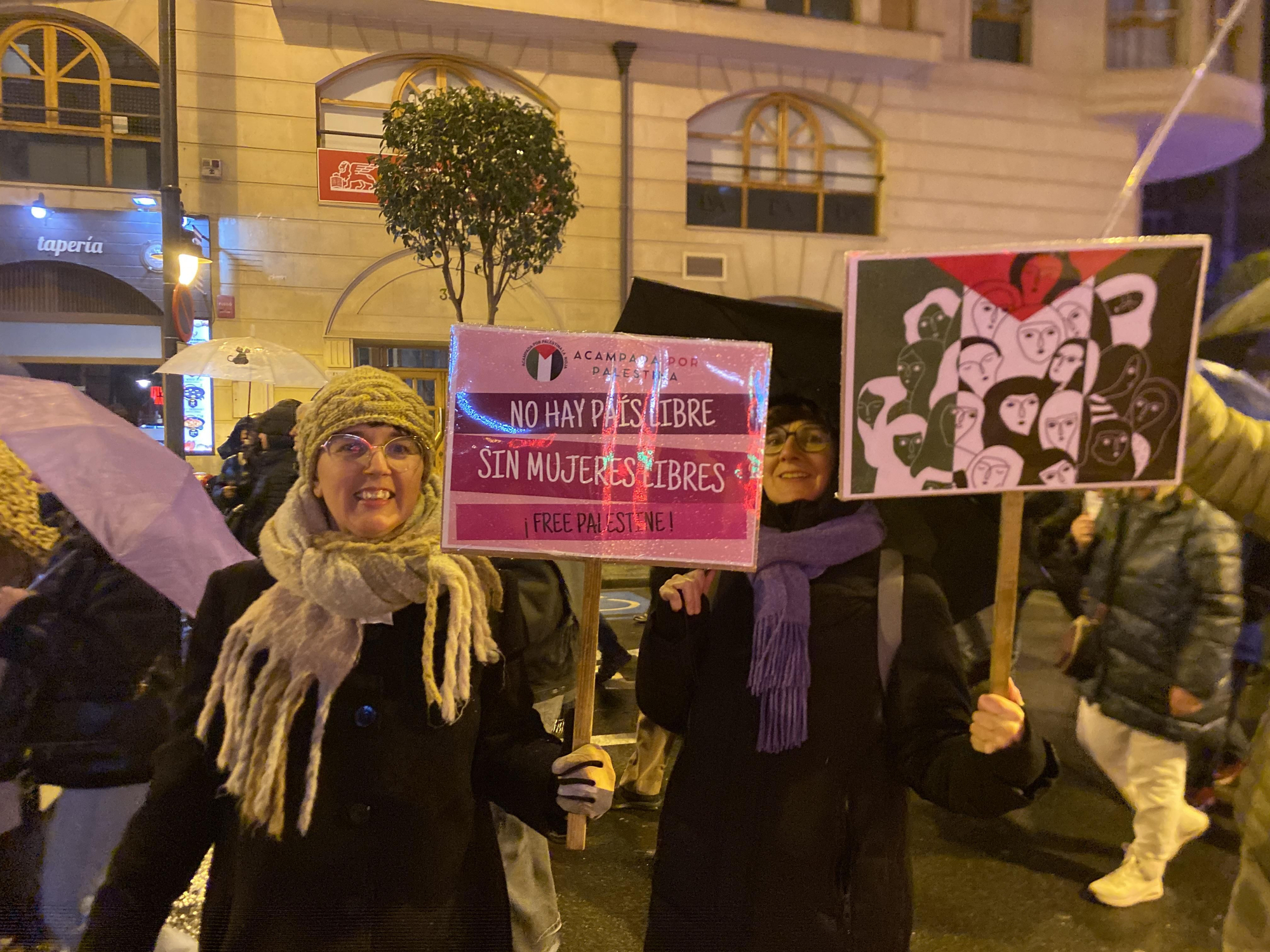 La lluvia no calla el grito feminista contra la violencia de género en Logroño