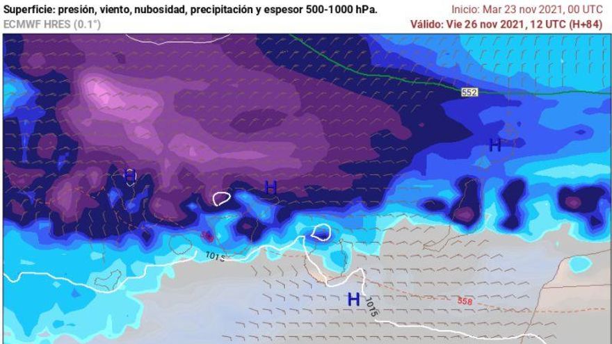 Previsiones para este viernes a las 12.00 horas en Canarias.