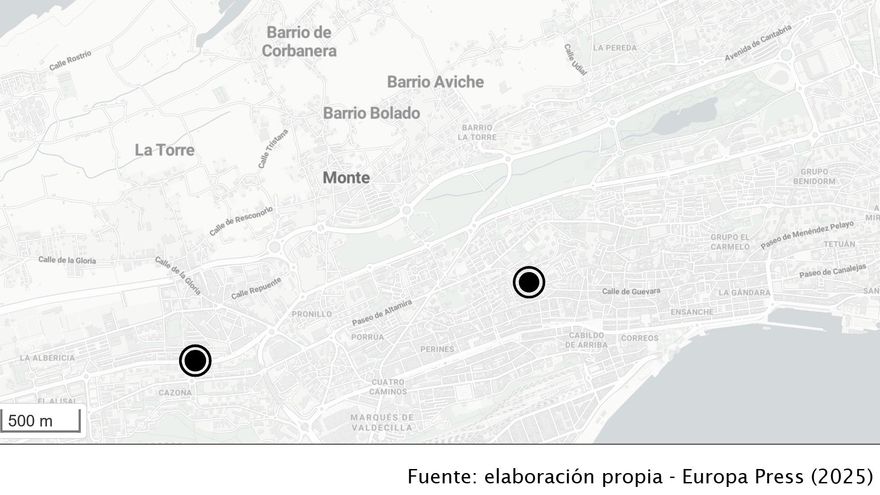 Las dos calles de Santander donde se produjeron las dos detenciones por supuesto delito de violencia de género