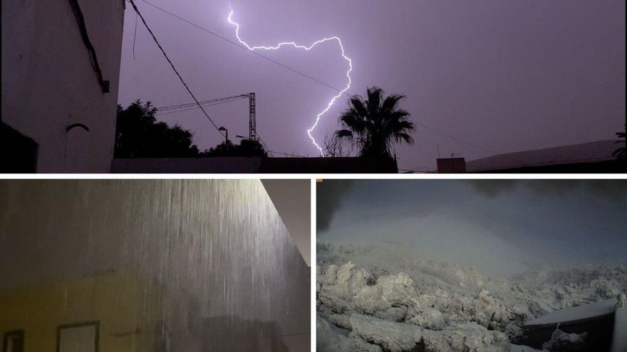 Noche de nieve en el Teide, truenos y lluvias muy intensas en toda Canarias