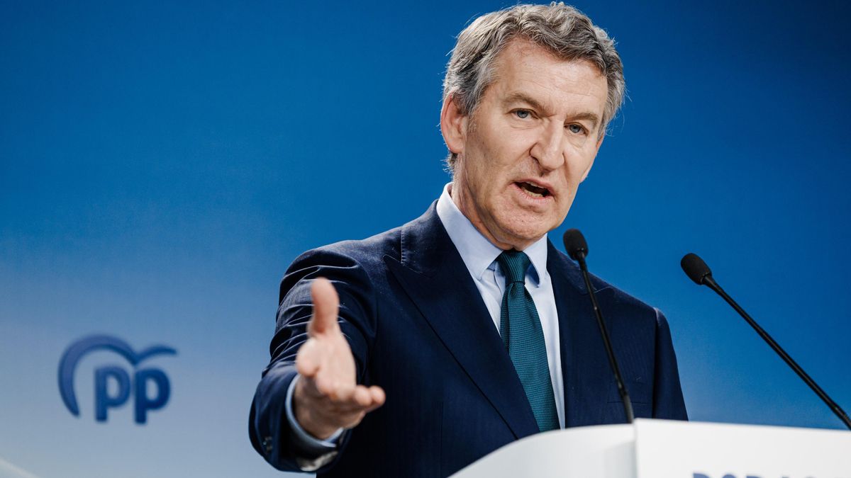 El líder del PP, Alberto Núñez Feijóo, la semana pasada durante una rueda de prensa.