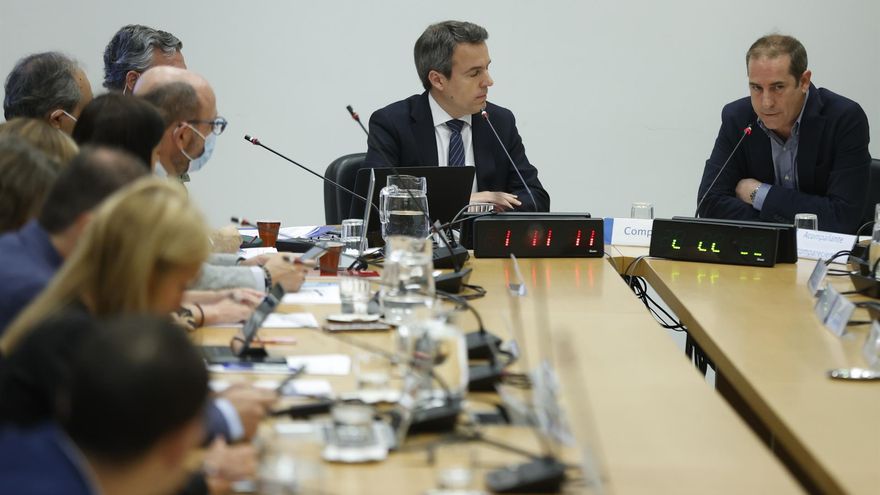 Daniel Bardavío, jefe de prensa, durante su comparecencia este lunes en la comisión de investigación del Ayuntamiento de Madrid por el supuesto uso de recursos municipales para espiar al entorno familiar de la presidenta madrileña.