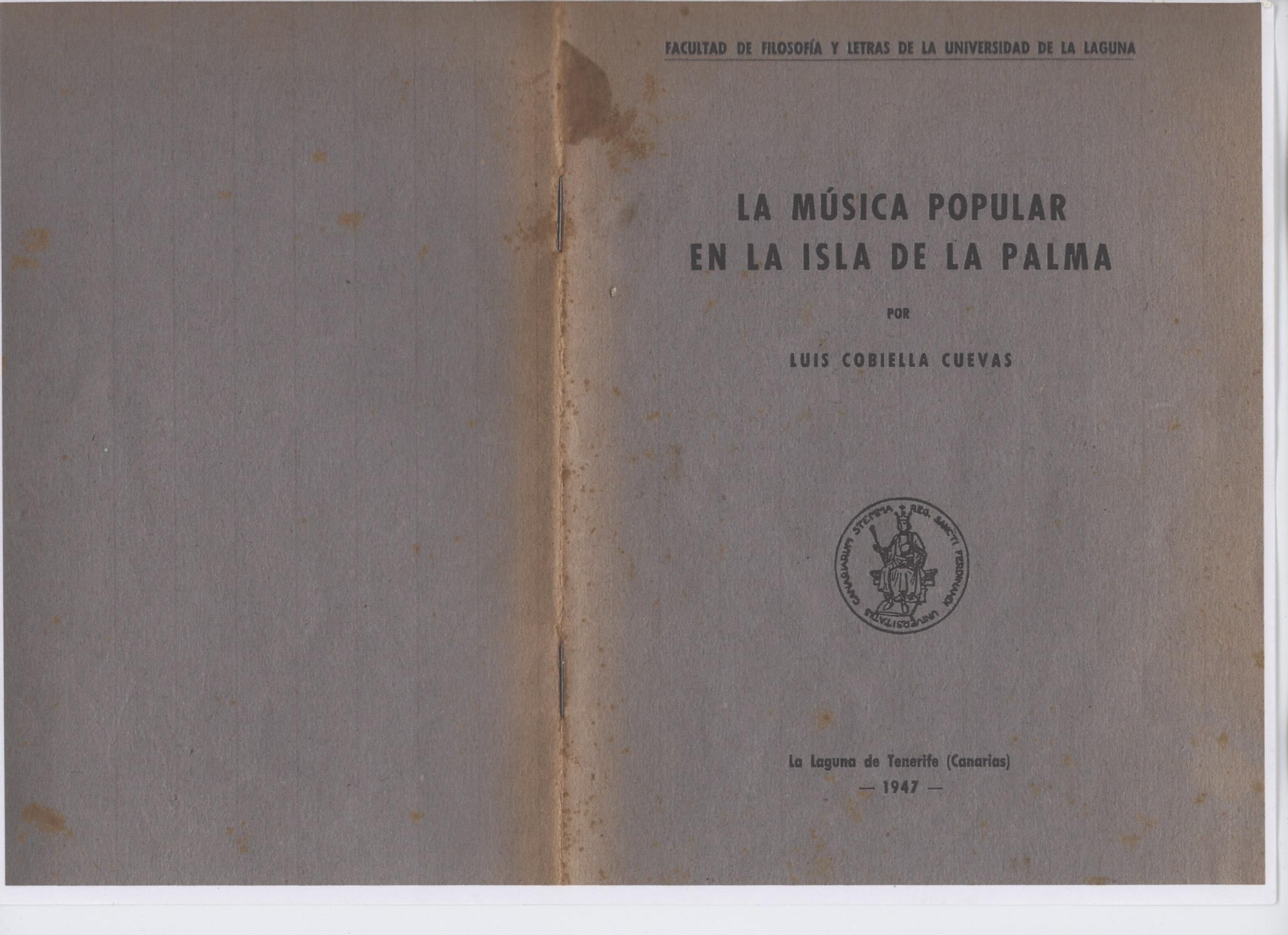 'La música popular en la Isla de La Palma'. Carátula