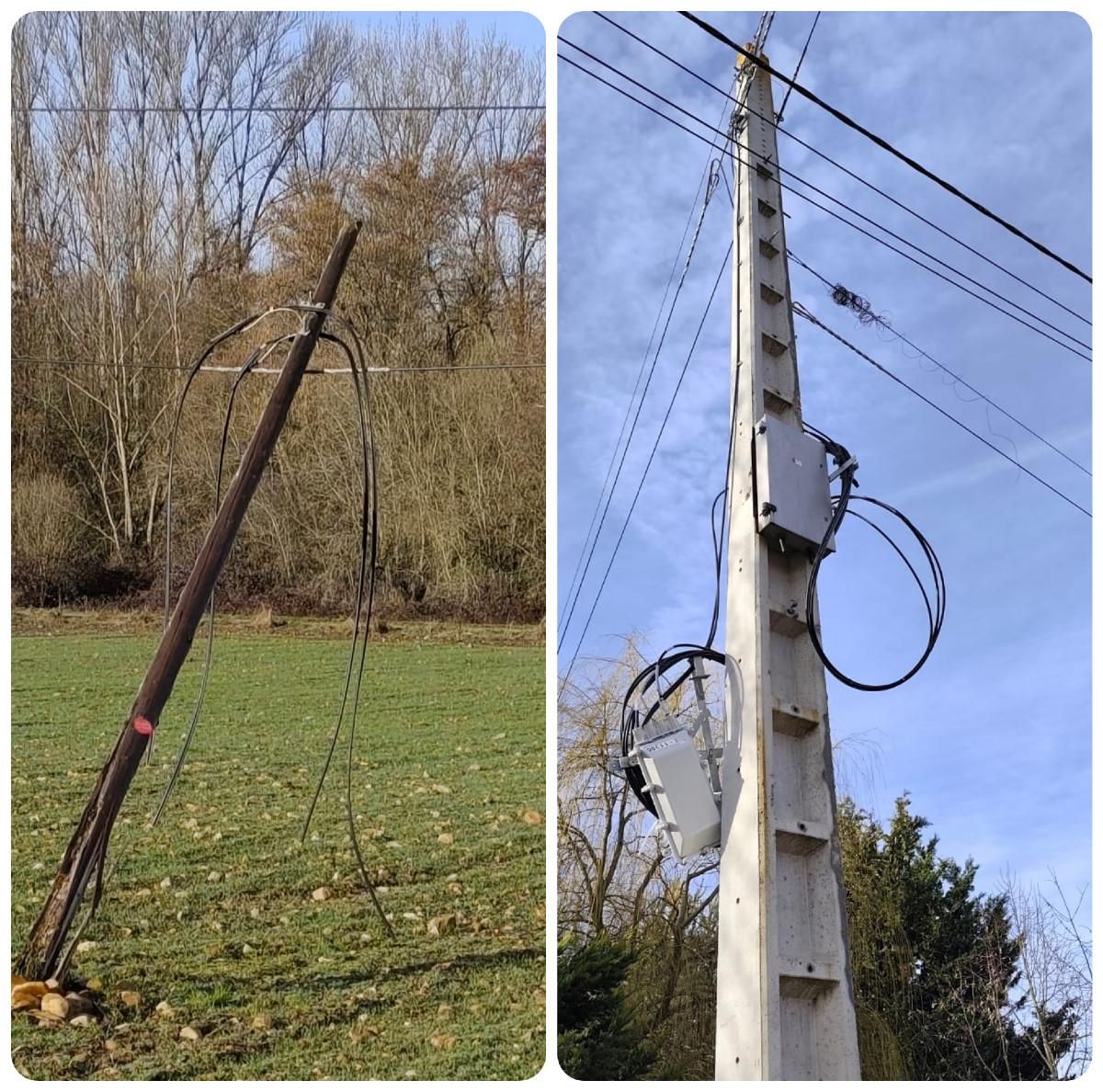 Líneas eléctricas viejas y abandonadas en el campo de la provincia de León mundo rural