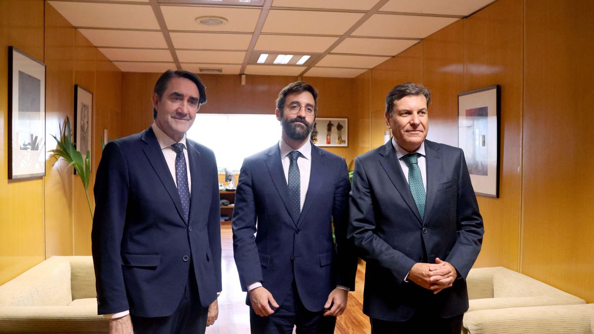 El consejero de Medio Ambiente, Vivienda y Ordenación del Territorio, Juan Carlos Suárez-Quiñones, el secretario de Estado de Energía, Joan Groizard, y el titular de Economía y Hacienda, Carlos Fernández Carriedo.