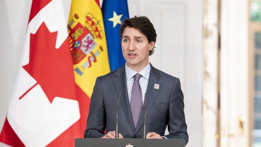 El primer ministro de Canadá, Justin Trudeau, después de una reunión con el presidente del Gobierno, Pedro Sánchez, el 30 de junio de 2022, en Madrid.