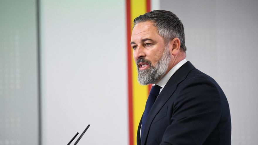 Archivo - El presidente de Vox, Santiago Abascal comparece en la sede del partido.