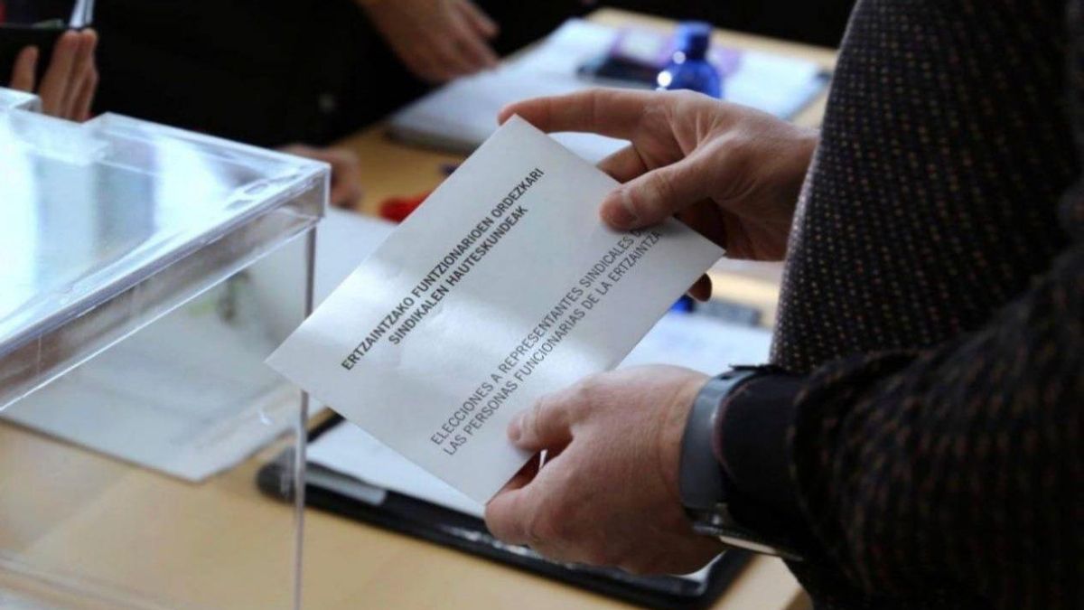Una papeleta de las elecciones sindicales de la Ertzaintza