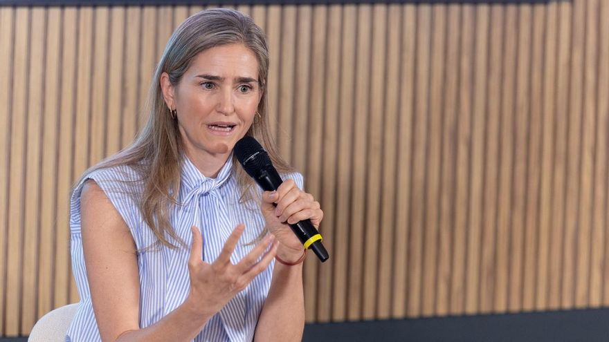 La vicepresidenta tercera y ministra para la Transición Ecológica y el Reto Demográfico, Sara Aagesen, durante la presentación de ‘España emprende: innovación para la resiliencia climática’, en Espacio The Sixty, a 22 de julio de 2026, en Madrid (España).
