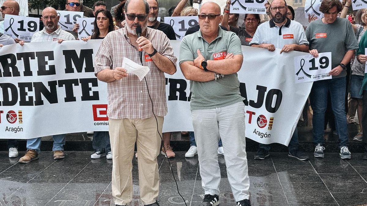 Concentración de CCOO y UGT el pasado lunes 21 de julio por una muerte laboral