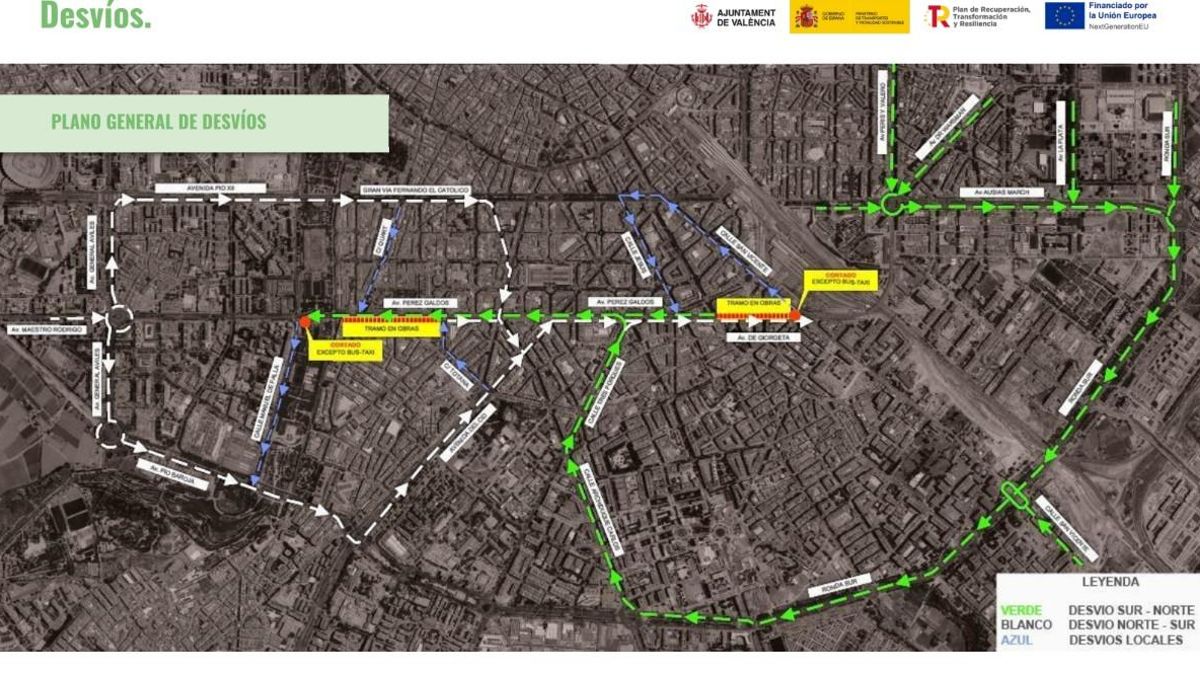 Desvíos de tráfico en la Avenida Pérez Galdós.