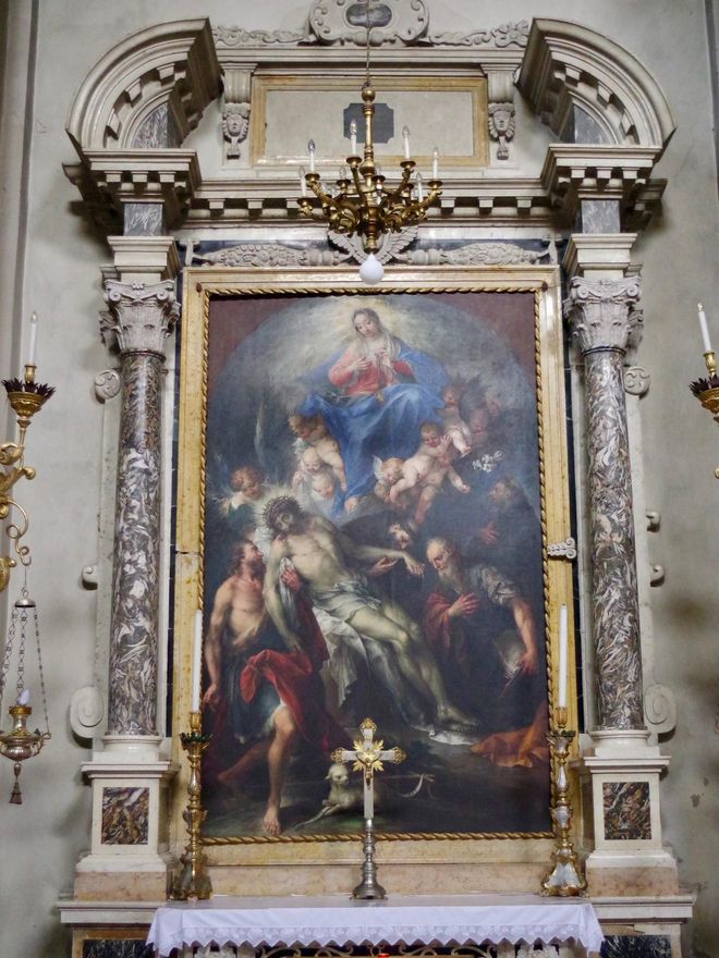 Lienzo del pintor barroco Andrea Celesti en el interior del Carmine de Padua.