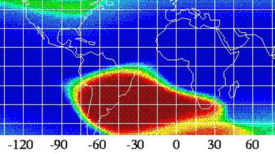 La anomalía a una altura aproximada de 560 km de la superficie terrestre.
