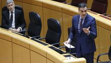 Pedro Sánchez durante la sesión de control al Gobierno en el Senado este martes.
