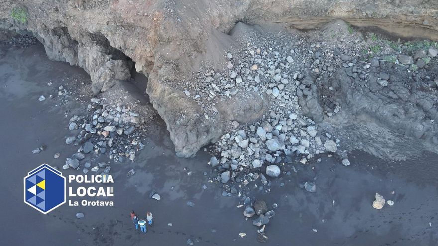 Imagen del desprendimiento en la playa de Los Patos, en Tenerife.