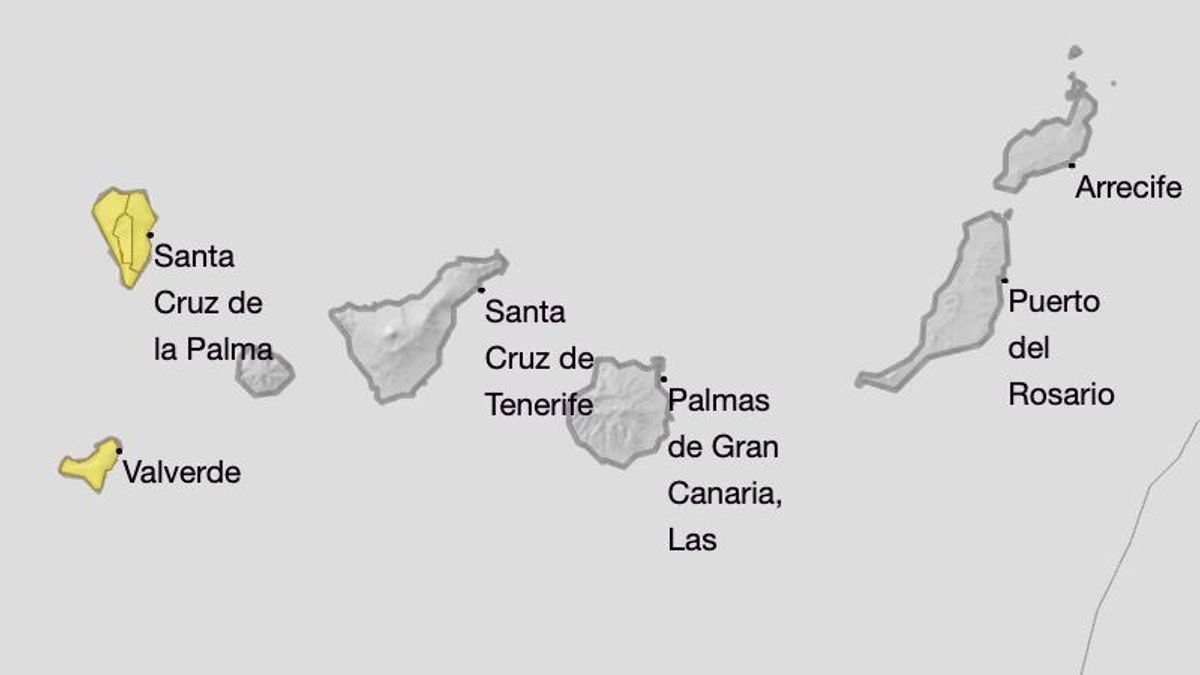 Aviso amarillo por lluvias en La Palma este martes