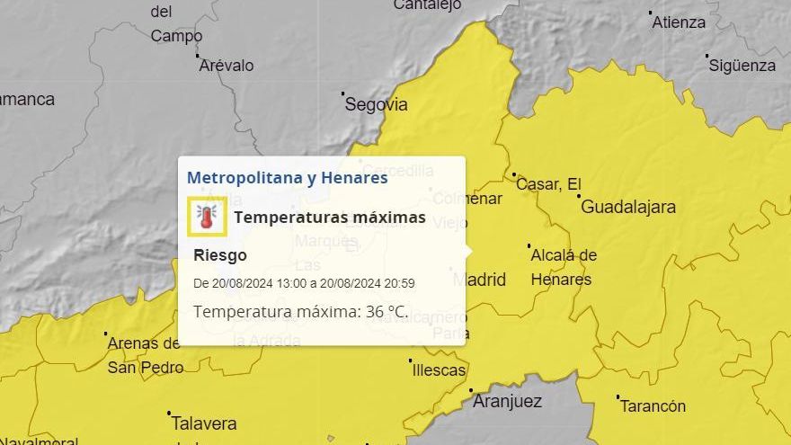Alerta por calor en Madrid este martes y brusco descenso térmico hacia el final de la semana