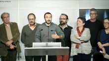 El grup parlamentari de la CUP en la roda de premsa d'aquest dimarts