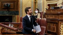 El líder del PP, Pablo Casado, durante el Pleno de este miércoles.