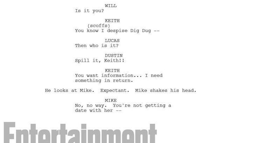 Extracto de guión de 'Stranger Things'