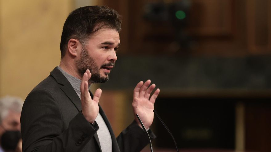 El portavoz de ERC en el Congreso, Gabriel Rufián, interviene en una sesión plenaria