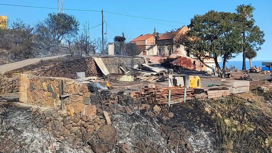 Viviendas afectadas por el incendio declarado en Puntagorda, La Palma