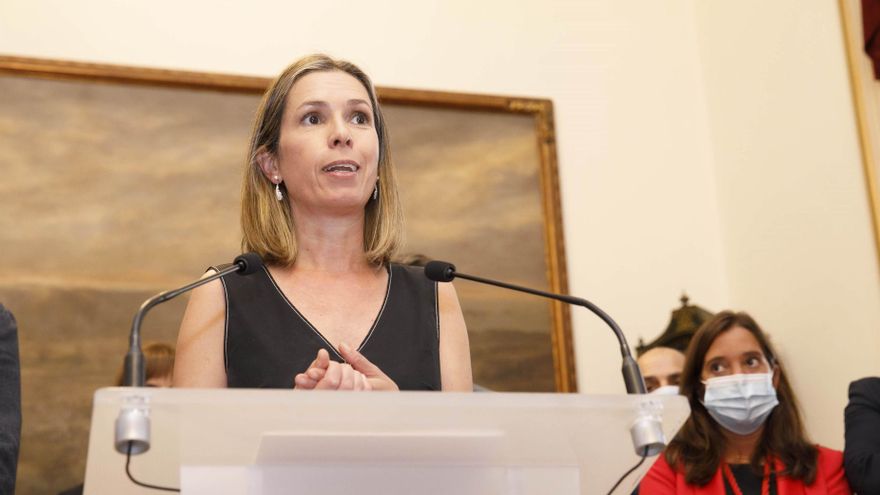 Mónica Martínez, exconcejal de Ciudadanos en el Ayuntamiento de A Coruña, al anunciarse su incorporación al Gobierno municipal de la socialista Inés Rey.