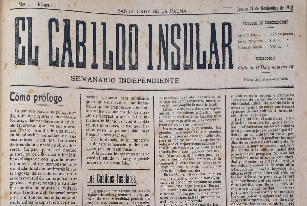 En la imagen, el periódico 'El cabildo insular'. 