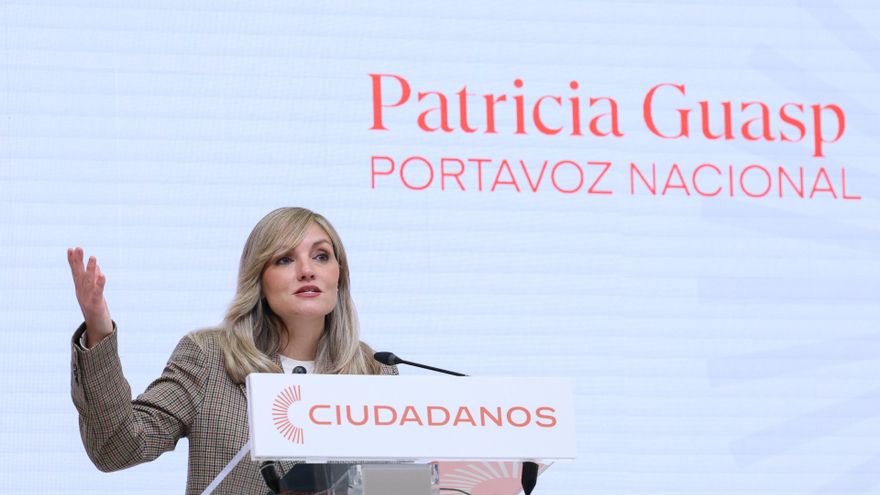 La portavoz nacional de Ciudadanos, Patricia Guasp, en una comparecencia en la sede del partido.