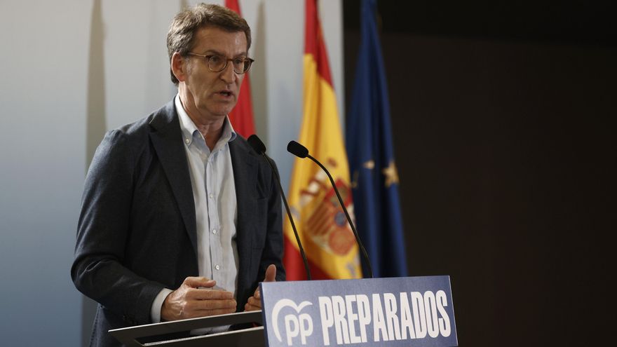 El candidato a la presidencia del Partido Popular, Alberto Núñez Feijóo la semana pasada durante la presentación de su proyecto. EFE / Jesús Diges