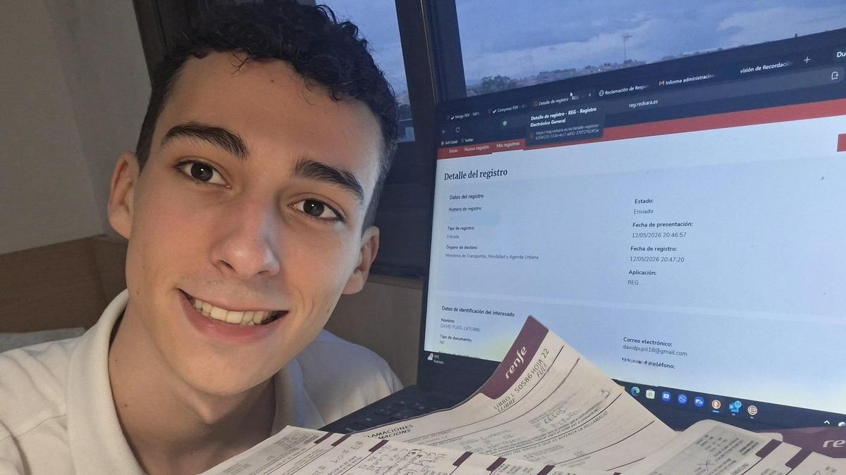 David Pujol, el estudiante que reclama más de 9.000 euros a Renfe por daños morales: “Me ha costado mucha ansiedad”