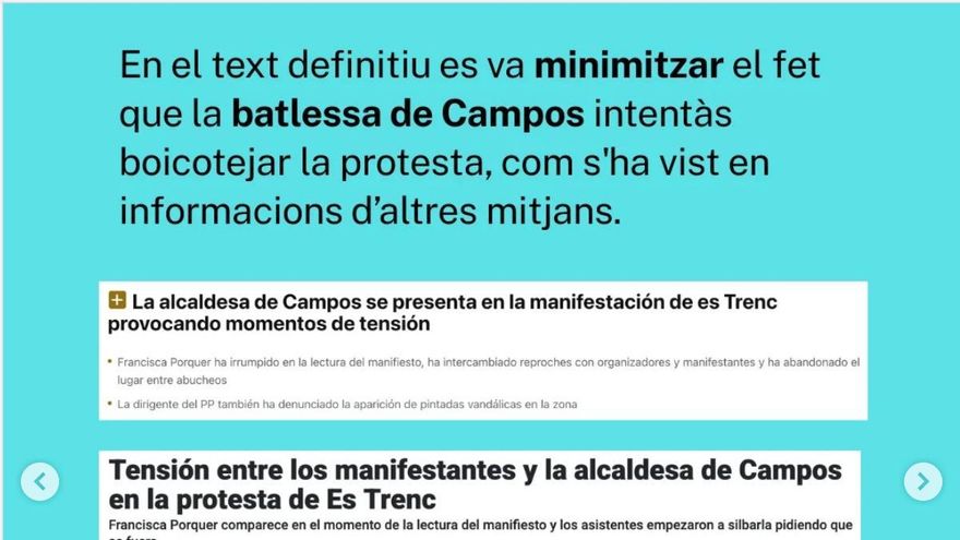 Los trabajadores de IB3 acusan a la dirección de manipular en la cobertura de la protesta de es Trenc