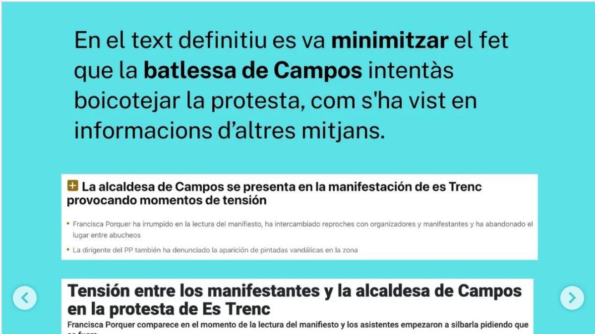 Los trabajadores de IB3 acusan a la dirección de manipular en la cobertura de la protesta de es Trenc
