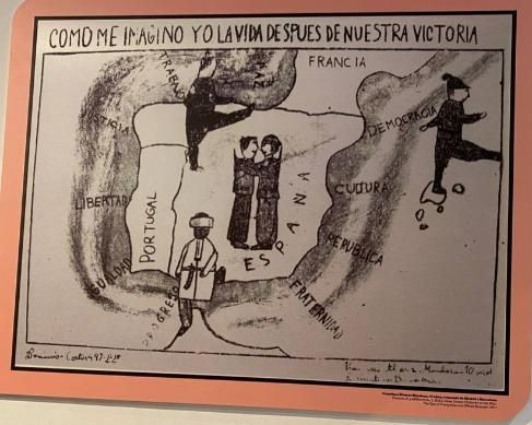 Un niño dibuja desde el exilio cómo se imagina España tras la Guerra.