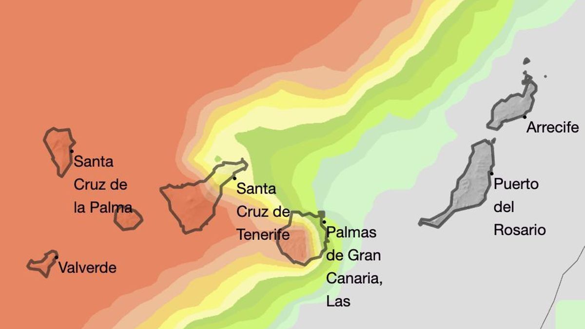 Mapa probabilístico para este miércoles. Los colores anaranjados indican más de un 90% para lluvias superiores a los 0,5 mm.