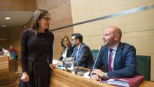 Maria Josep Amigó (Compromís) y Toni Gaspar (PSPV) en un pleno de la Diputació de València
