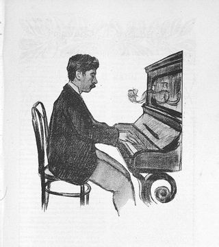 López-Chavarri vist pel pintor mallorquí Antoni Gelabert (La Roqueta, núm. 8, abril de 1902).