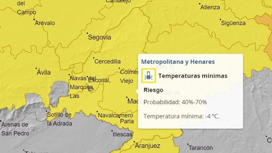 Bajón de temperaturas, alerta por frío en Madrid y nevadas en la sierra