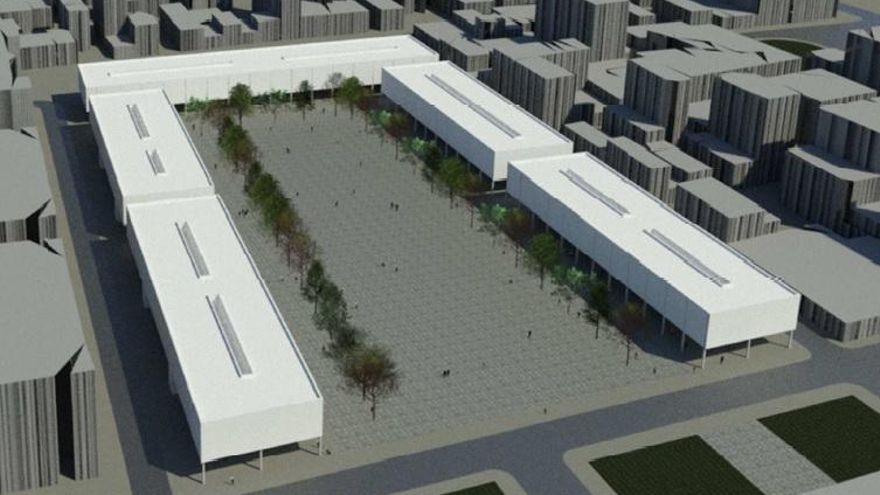 Así quedaría la plaza porticada de entrada a El Cabanyal.