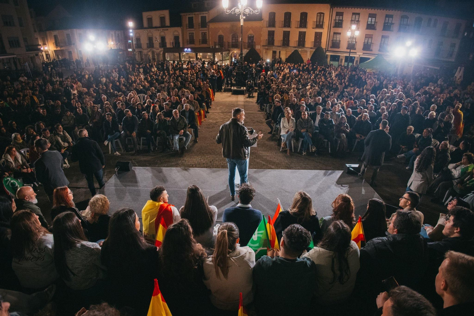 Santiago Abascal (Vox) en el mitin celebrado en Ponferrada este martes por las elecciones de Castilla y León.