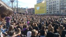 Un momento de la multitudinaria concentración de Bilbao