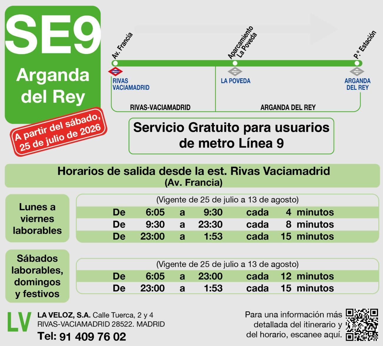 Servicio alternativo de autobús entre Rivas y Arganda