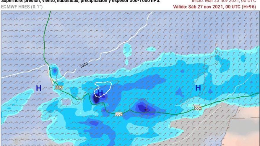 Situación meteorológica en Canarias en las primeras horas del sábado.