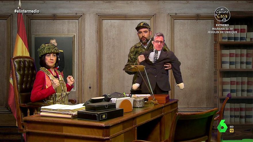 'El Intermedio' monta un curso de protocolo a 'Margarita Robles' tras su choque con Bolaños: "En la calle hay sitio"