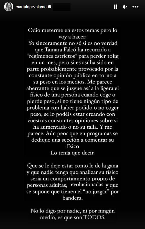 Los mensajes de Marta López Álamo sobre 'Fiesta'