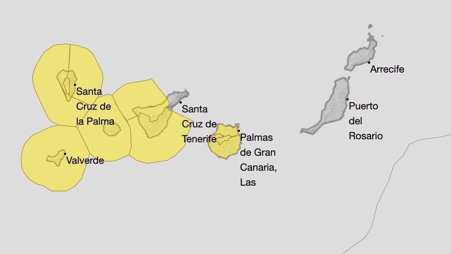 Estos son los avisos amarillos activos en Canarias hasta este viernes